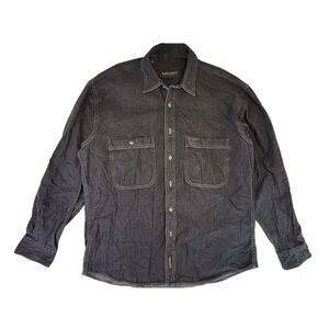 Timberland Weathergear Men's Charcoal Denim Button Down Long Sleeve Shirt Size S